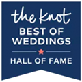 The Hall of Fame logo for Knot's Best of Weddings Awards.
