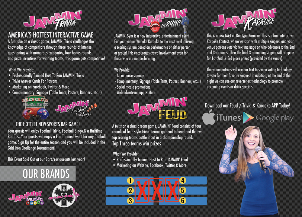A flyer for a Bar showcasing entertainment featuring a woman holding a microphone.