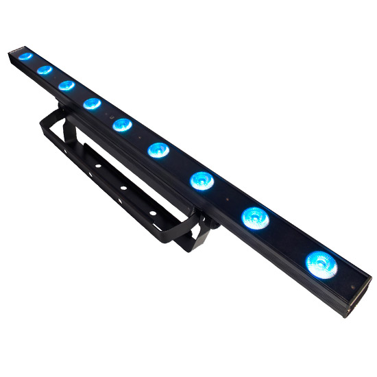 A black LED bar with blue lights available for rental.