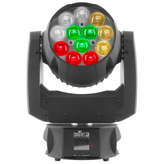 A moving light with various colored lights, available for rental through our Audio and Video Services.